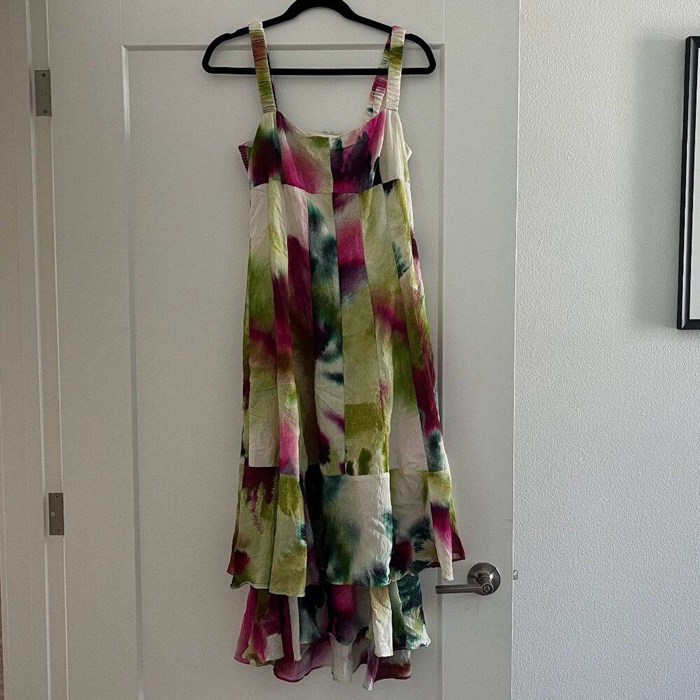 By Anthropologie Tiered Maxi Dress Watercolor Size 12